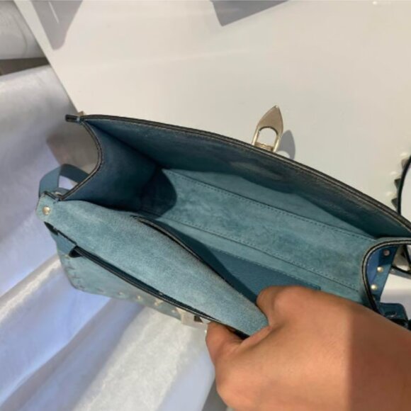 Valentino Rockstud Flip Lock Flap Bag Leather Medium - Picture 6 of 8